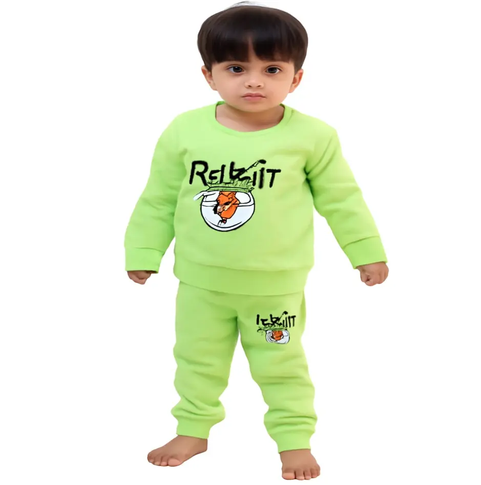 Neon Green Rabbit Cartoon Jogger Set (9 to 12 M)
