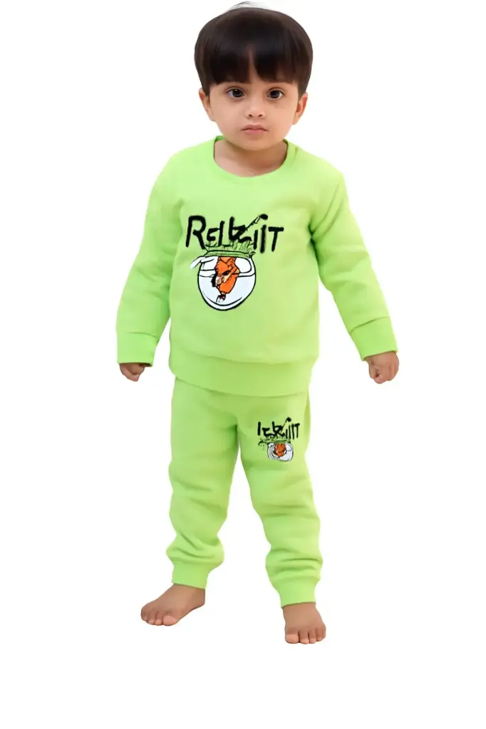 Neon Green Rabbit Cartoon Jogger Set (9 to 12 M)