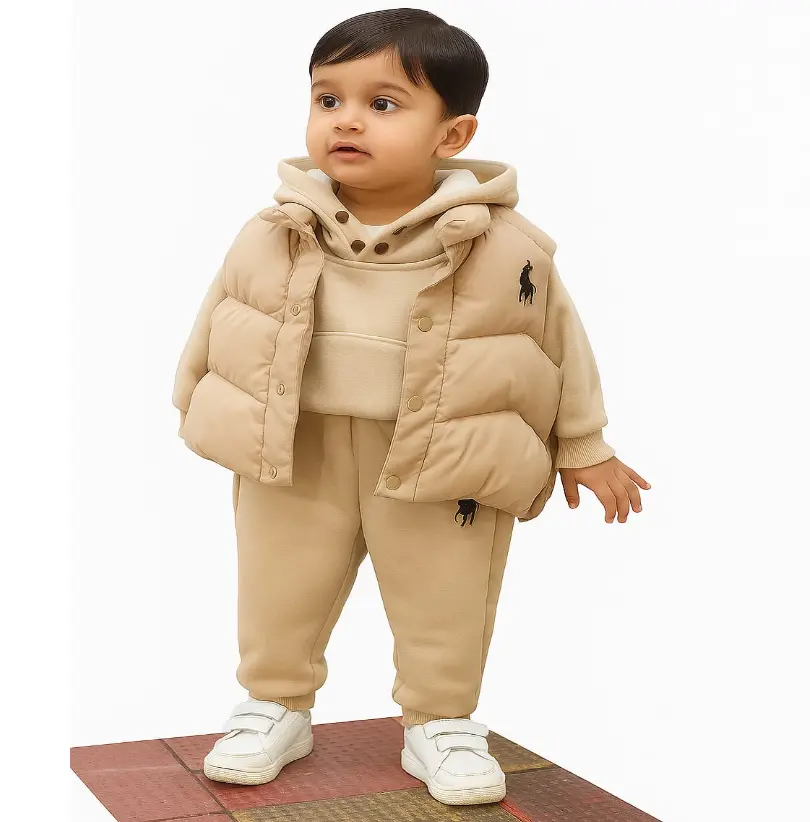 Beige 3 piece Designer Winter Set (2 to 3 Y)