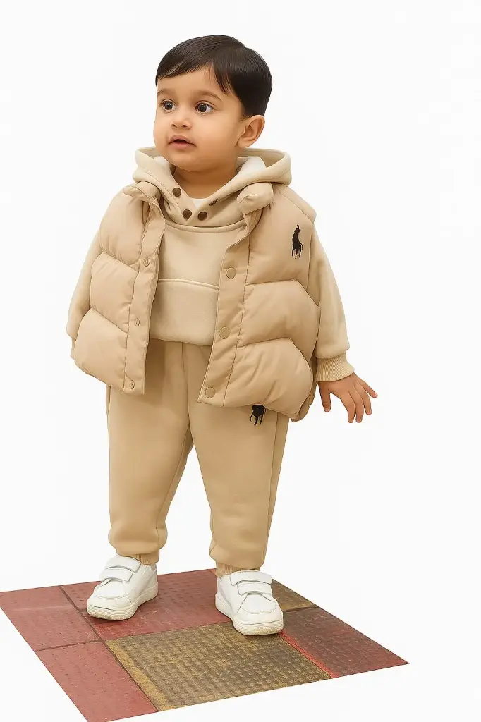 Beige 3 piece Designer Winter Set (2 to 3 Y)