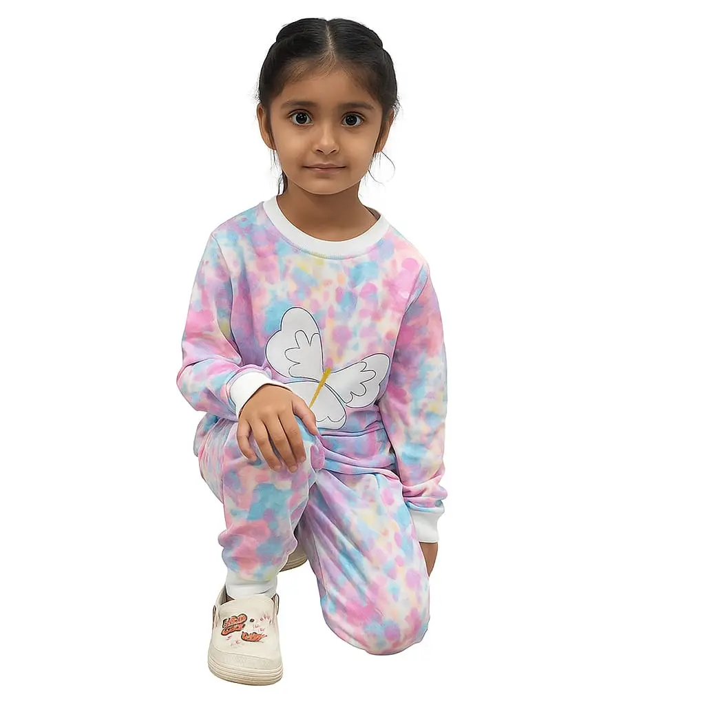 Tie and Dye Girls Winter Jogger Set (3 to 4 Y)